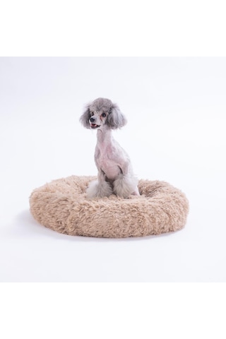 Bej Donut Köpek Yatağı Kedi Yatağı Simit Yatak Anti-stress Pet Yatağı Peluş Yatak L