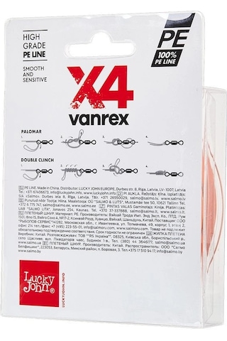 Lucky John Vanrex X4 Pe Örgü Fluo Turuncu 125m 0,10mm İp Misina - Standart