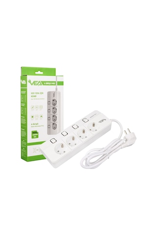 Powermaster Vea Xman 104 A Class 4lü Ayrı Anahtarlı 1,5m. Akım Korumalı Priz Made In Malaysıa