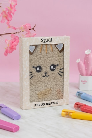 Studi Pelüş Ve Eğlenceli Defter - Kedi Figürlü