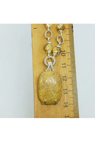 1636 Fosil Mercan El Yapımı Kolye Siyah
