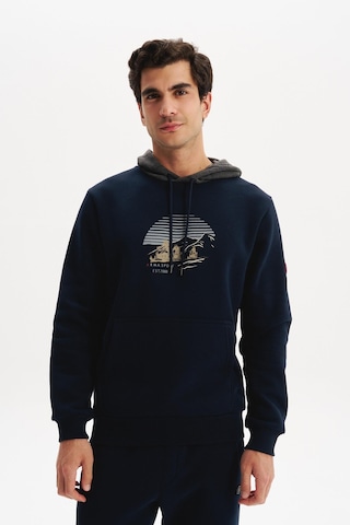 AR-MA Arma Erkek Kapüşonlu Sweatshirt Örme 3 İplik Şardonlu, Yazı Baskılı,cepsiz, Sade Ve Şık, Regular Fit K30254628901 Lacivert