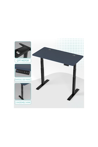 Karr Office O-Flex O2S8 Duo Çift Motorlu Elektrikli Yükseklik Ayarlı Masa - 180X80 - Pasifik Mavi/S Mavi