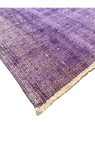 El Dokuma Mor Eskitme Halı 103x137 Vintage %100 Yün Halı Mor