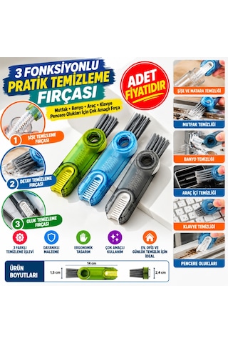 Kahveci.store 3 Fonksiyonlu Pratik Şişe Temizleme Fırçası Mutfak Banyo Araç İçin Çok Amaçlı Fırça Adet Fiyatıdır 22 Standart
