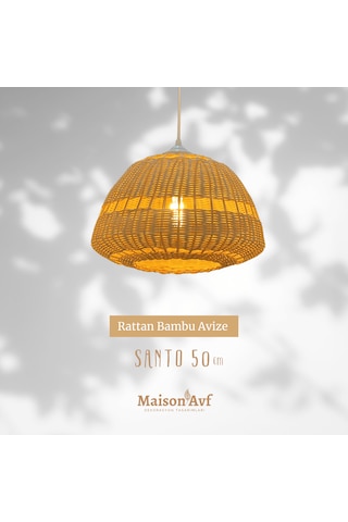 Santo Rattan Bambu Sarkıt Avize 50 Cm Bambu
