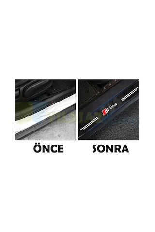 Audi S Line Karbon Kapı Eşiği Oto Sticker Araba Etiket 4 Parça