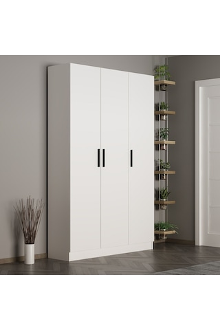 Minar Kale 210 Cm 3 Kapaklı 1b Raf Portmanto Beyaz