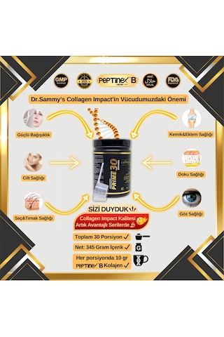 Dr. Sammy's Kolajen 10.000 Mg Tip 1-3 %100 Saf Patentli Hidrolize Sığır Kolajeni