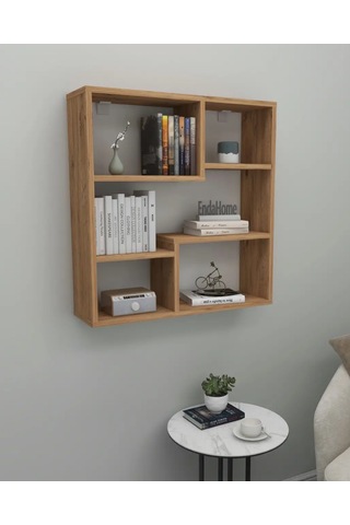 Reyo Enda Home Myra09 5 Bölmeli Modern Duvar Rafı, Mutfak Rafı Atlantik Çam Atlantik Çam