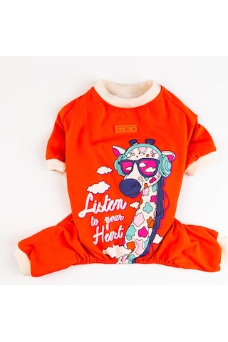 Pawstar Turuncu Giraffe Kedi Köpek Pijaması Tulumu