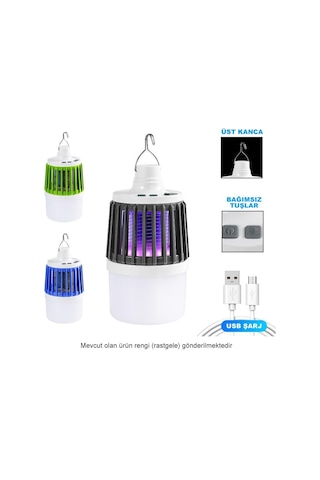 Powermaster Mx-858 Usb'li Sinek Öldürücü Özellikli 3 Modlu Şarjlı Kamp Feneri Sivri Sinek Cız Beyaz