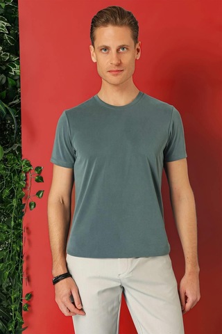 Efor Slim Fit Bisiklet Yaka %100 Pamuk Gri Tişört Ts 878 Gri