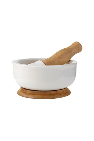 Homyl Pirinç Meyveleri Için Çömlekçilik Öğütme Kasesi Beyaz