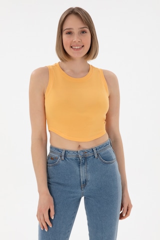 U.S. Polo Assn. Kadın Turuncu Kolsuz Bisiklet Yaka Crop Basic Tişört 50305695-VR202