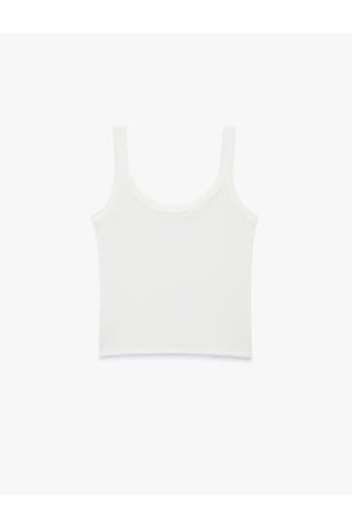 Koton Modal Kumaş Slim Fit U Yaka Askılı Top Beyaz 6sak10035pk