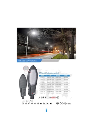 60w Led Yol Sokak Armatür Dls Park Bahçe Çevre Site Bina Dış Mekan Lamba Aydınlatma Ledli Sokak Armatürü Çok Renkli