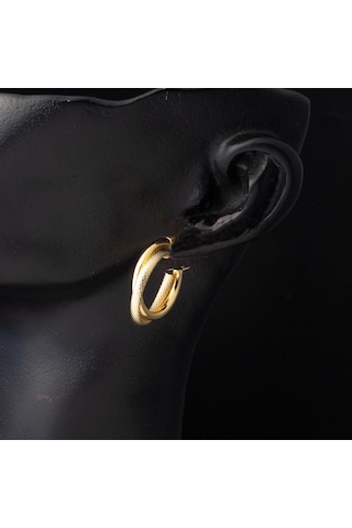 Bilezikci Balık Sırtı İtalyan 14 Ayar Altın Halka Küpe DLM4266