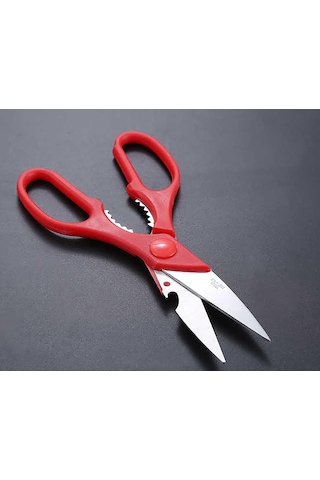 Çok Amaçlı Mutfak Makası, Plastik, Paslanmaz Çelik Kırmızı