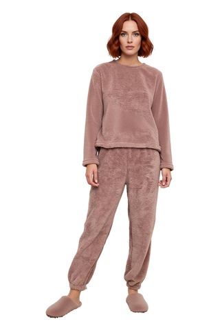 Frm Kadın Wellsoft Pijama Takımı Saç Bandı Hediyeli Fonksiyonel Dayan Vizon