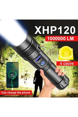 Güçlü Led El Feneri Yüksek Güç Işık Şarj Edilebilir Taktik El Feneri Kamp Renkli