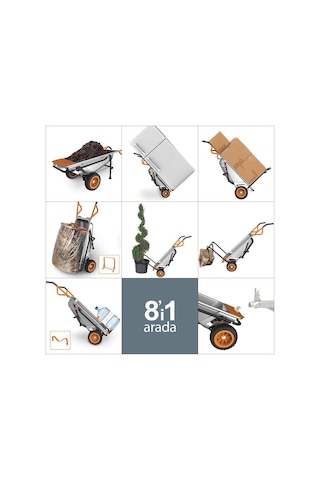 Worx Wg050 100lt./136kg. Profesyonel Çok Amaçlı El Arabası, Taşıma Arabası Fr Wg050