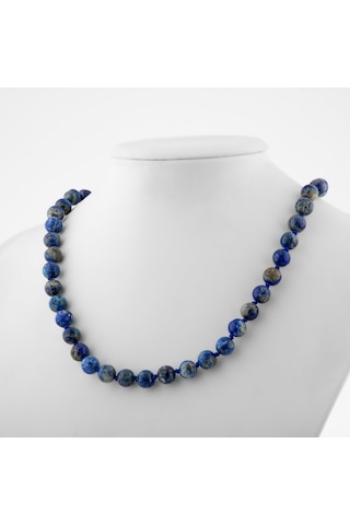 Safnaturel Lapis Lazuli 8 Mm Düğümlü Doğal Taş Kolye