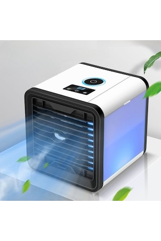 Reedark Masaüstü Çift Renkli Hava Soğutucu - 3 Hızlı, 7 Renkli Işıklı, Lcd Ekranlı Spreyli Mini Fan