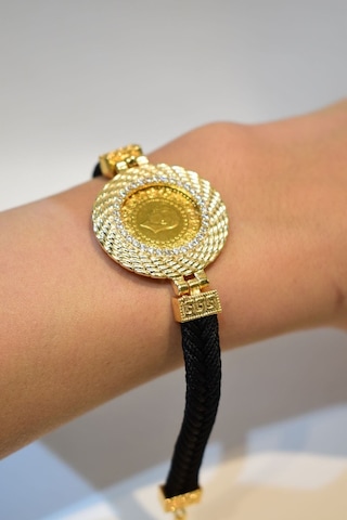 Yenigün Kuyumculuk 22 Ayar Çeyrek Altınlı Siyah Hasır Bileklik