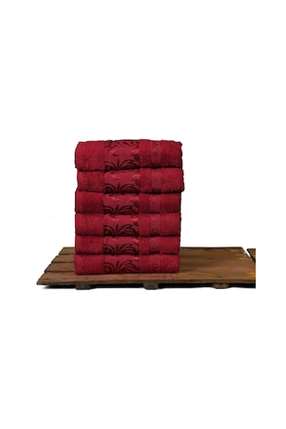 Mulberry Bambu Havlu %100 Organik Bambu Havlu Seti 50 x 90 - 6'lı Paket Premium Ultra Yumuşak Dekoratif Kırmızı