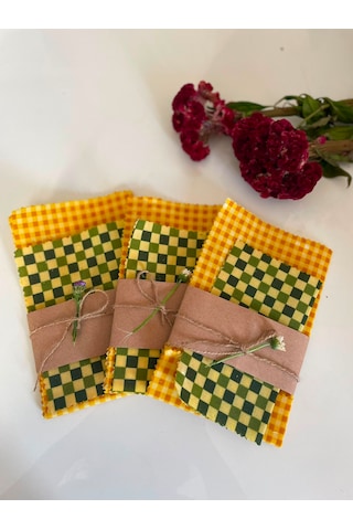 Doğal Balmumu Gıda Saklama Bezi Seti 25x25-15x15 Çok Renkli