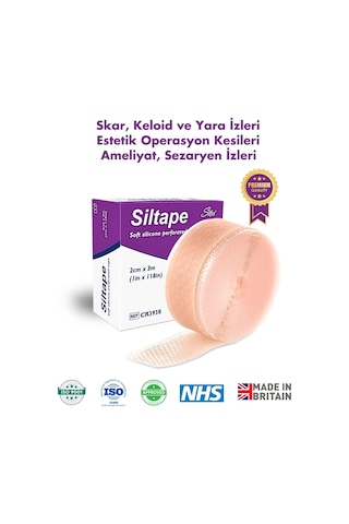 Advancis Medical UK Siltape Soft Silikon Yara İzi Dikiş İzi Sezaryen Yanık Estetik Bant 2 CM x 3 M