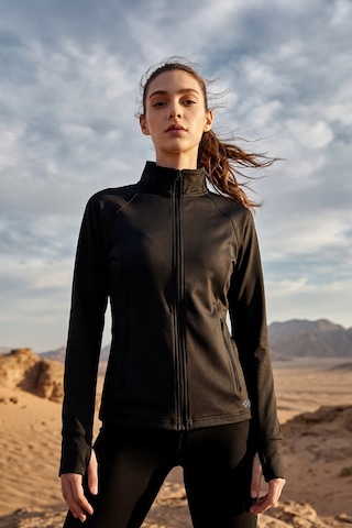 Tommy Life Siyah Fermuarlı Dik Yaka Basic Rahat Form Kadın Koşu Ceketi - 97310 Siyah
