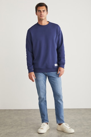 Grimelange Travıs Erkek Organik Kumaşlı Yumuşacık Regular Fit Yuvarlak Yakalı Lacivert Sweatshirt Lacivert
