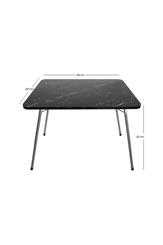 Bofigo 60X80 Granit Desenli Katlanır Masa + 2 Adet Katlanır Sandalye Kamp Seti Bahçe Takımı Lacivert