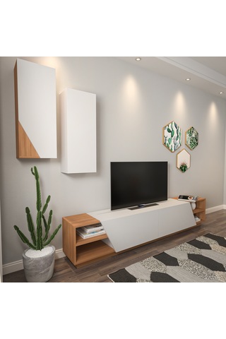 Zebra Tv Ünitesi Beyaz Teak