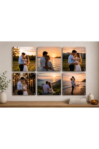 Premium Kişiye Özel 4 Adet Metal Poster Tablo Full Hd Kalite Baskı 15x15 Cm Çok Renkli