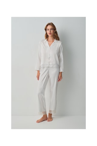 Suwen Bride Gömlek Yaka Pijama Takımı Wsh10510072036 Ekru
