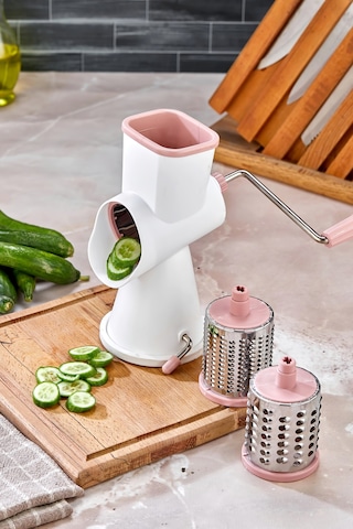 Cooker Paslanmaz Çelik Çevirmeli Rende Kollu Sebze Doğrayıcı Ckr3380-pembe Pembe