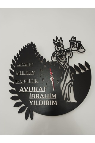 Avukat,adalet,hukuk Bürosu,adliye İçin Duvar Saati Kişiye Özel Siyah