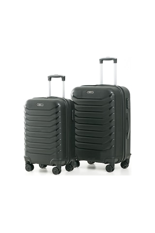 Yefa Pp Polipropilen Kırılmaz Orta & Kabin Boy 2'li Valiz Seti Siyah