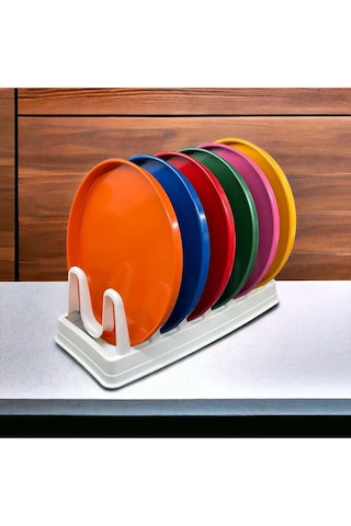 6 Lı Metal Renkli Sunum Servis Tepsisi Tepsi 24cm