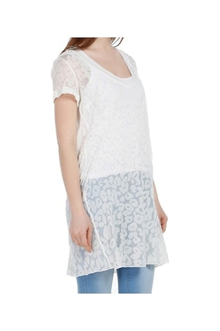 Bulalgiy Kadın Krem Ipek Leopar Desenli Plaj Elbise - Bga649106