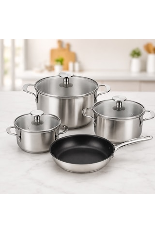 Kitchenaid 7 Pcs Çelik Tencere Seti Metalik