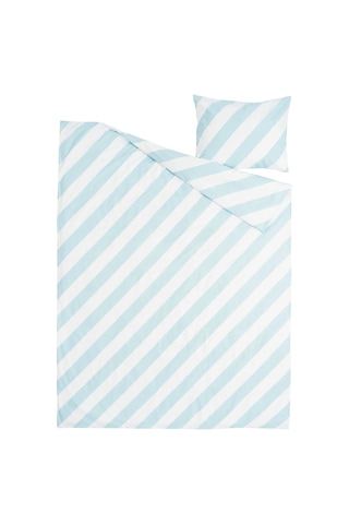 Ikea Slöjsılja Açık Mavi-beyaz-çizgili 150x200/50x60 Cm Tek Kişilik Nevresim Seti