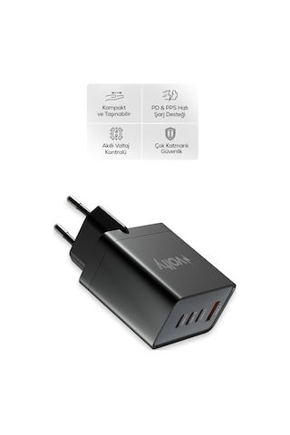 Hızlı Şarj Adaptörü 67w Gan + Type-c Kablo 100w Pd 4 Port, İphone & Samsung Uyumlu V0102013