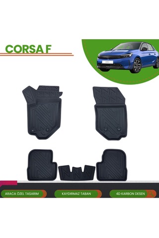Opel Corsa F 2019+ Araca Özel 4d Havuzlu Paspas Takımı Karbon