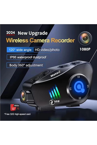 Prepare 1080p Kamera Kayıt Özellikli Motosiklet Kask Kulaklık Q-28p 32 GB Hafıza Kartlı Wireless App