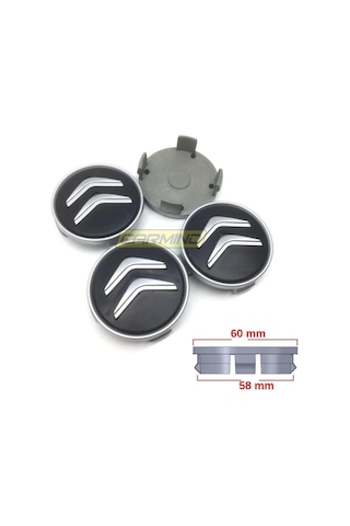 Citroen Siyah Jant Göbeği 58Mm