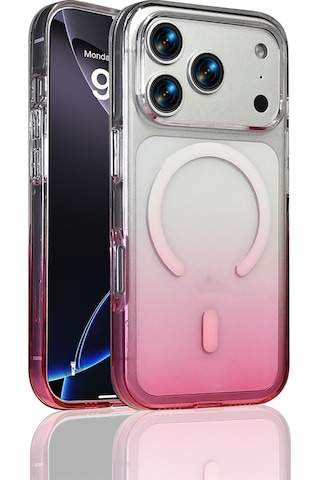 Apple Uyumlu iPhone 17 Pro Max Kılıf M-safe Şarj Özellikli Zore Septik Silikon Kapak Pembe
